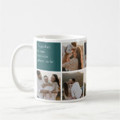 Family Quote 8 Photo Collage Teal Kaffeetasse (Links)