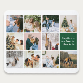 Family Quote Photo Collage Green Mousepad