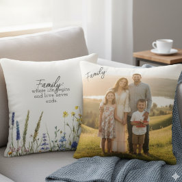 Family Quote Wildflower Botanical Photo Keepsake Kissen