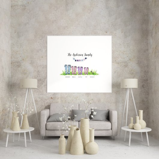 Family rain training personalised elegant gift poster