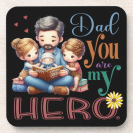 Family Reading Time Vater Sie sind mein Held Getränkeuntersetzer