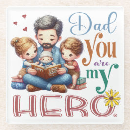 Family Reading Time Vater Sie sind mein Held Glasuntersetzer