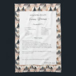 Family Recipe Heirloom Mountain Trees Geschirrtuch<br><div class="desc">Keepsake family recipe tea towel. Share uncle Jim's chili recipe or great aunt Aggie's all time favorite thanksgiving casserole dish. Elegant and simple template design can easily be adjusted to share your family recipes as mother's day, birthday, or Christmas gifts. Custom family name with initials. Colors can be changed. Great...</div>