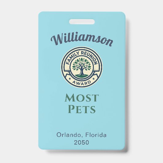 Family Reunion Best Award Most Pets Ausweis (Front)