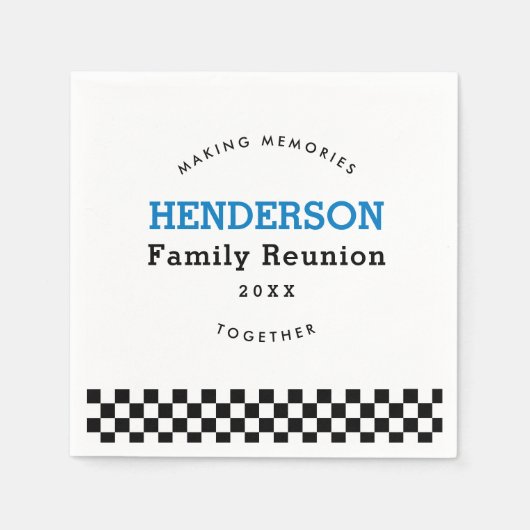 Family Reunion Checkered Black And White Retro Serviette (Vorderseite)