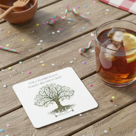 Family Reunion Coaster – Symbolic Family Tree Rechteckiger Pappuntersetzer