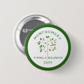 Family Reunion Family Tree Green Personalized Button (Vorne & Hinten)