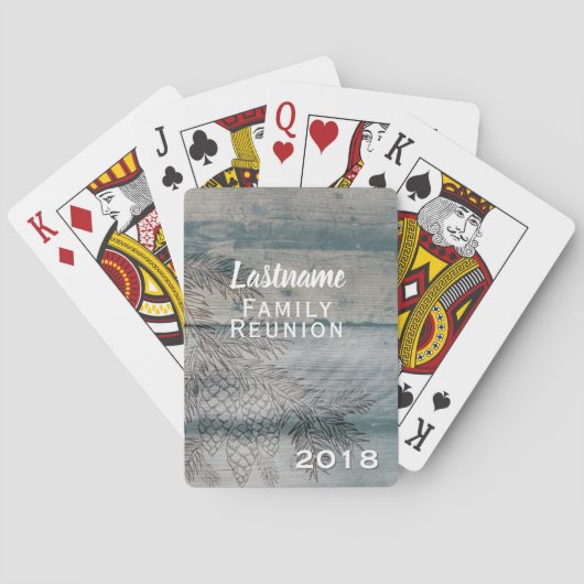 Family Reunion Gift Fall Winter Rustic Monogram Spielkarten (Rückseite)