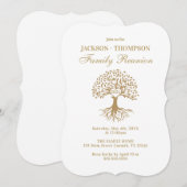 Family Reunion gold and white Invitation Einladung (Vorne/Hinten)