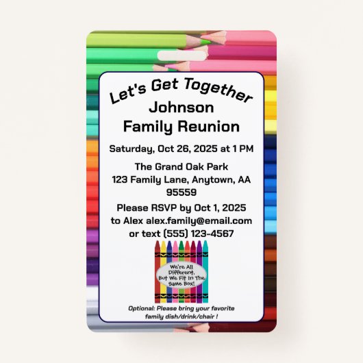 Family Reunion Invitation Badge Ausweis (Vorderseite)