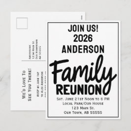 Family Reunion Join Us Bold Script Modern Postcard Feiertagspostkarte