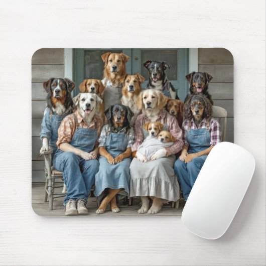 Family Reunion of Dogs On Farmhouse Porch Mousepad (Mit Mouse)