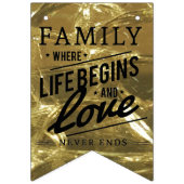 Family Reunion Party Love Pride Gold Typography Wimpelkette (Zweite Fahne)