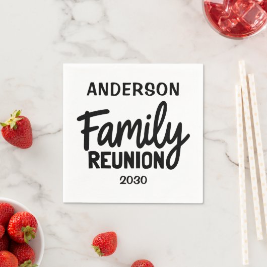 Family Reunion Playful Script Custom Date Name Serviette (Beispiel)