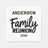 Family Reunion Playful Script Custom Date Name Serviette (Vorderseite)