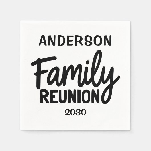 Family Reunion Playful Script Custom Date Name Serviette (Vorderseite)