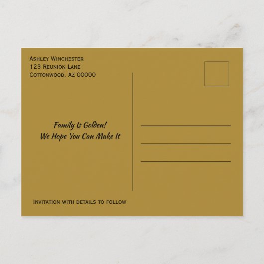 Family Reunion Save The Date Hands Up Tree Leaves Ankündigungspostkarte (Rückseite)