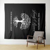 Family reunion tree backdrop banner black wandteppich (Beispiel (Horizontal))
