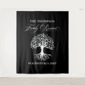 Family reunion tree backdrop banner black wandteppich (Vorderseite)