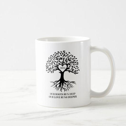 Family reunion tree black and white mug kaffeetasse (Rechts)
