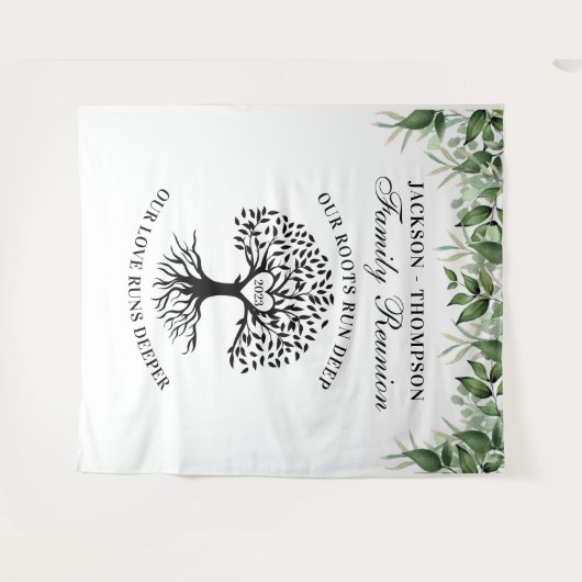 Family reunion tree greenery backdrop banner wandteppich (Vorderseite (Horizontal))