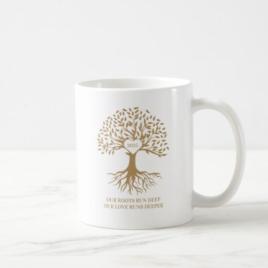 Family reunion tree white and gold mug kaffeetasse (Rechts)