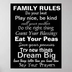 FAMILY RULES #2, Inspiration für eine glückliche F Poster
