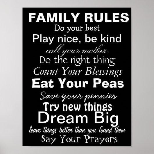 FAMILY RULES #2, Inspiration für eine glückliche F Poster (Vorne)