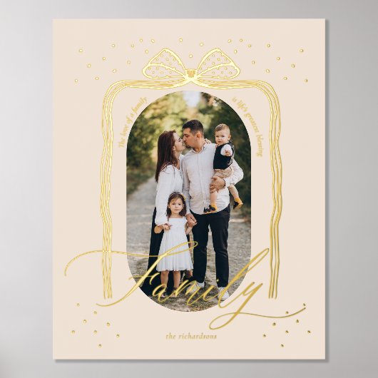 Family Script Classy Chic Weihnachts-Bow-Foto Foliendrucke (Vorderseite)