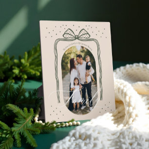 Family Script Classy Chic Weihnachts-Bow-Foto Fotoplatte