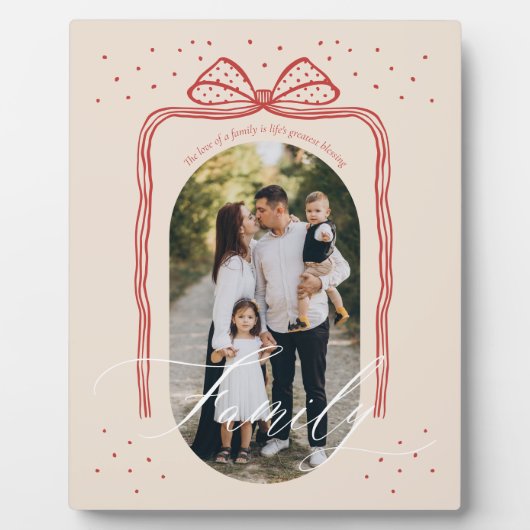 Family Script Classy Chic Weihnachts-Bow-Foto Fotoplatte (Vorderseite)