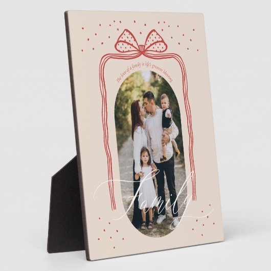 Family Script Classy Chic Weihnachts-Bow-Foto Fotoplatte (Seite)