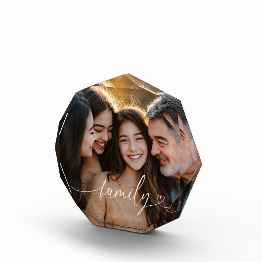 Family Script Heart Octagon Photo Block (Rechts)