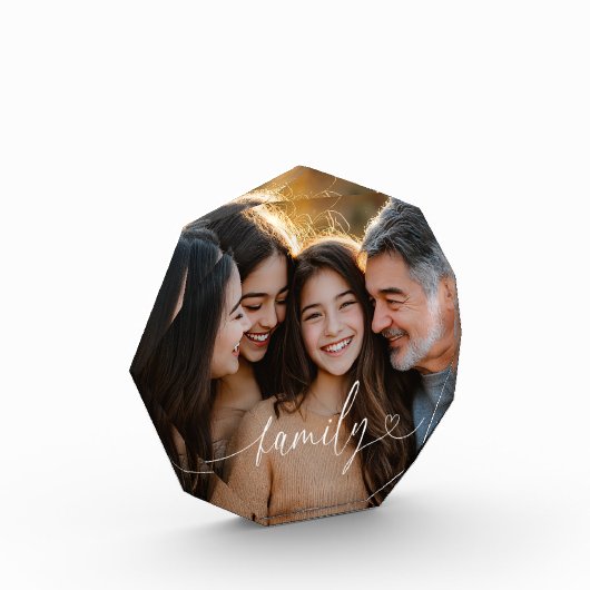 Family Script Heart Octagon Photo Block (Links)
