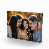Family Script Heart Photo Acrylic Block (Rechts)