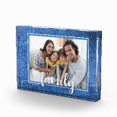 FAMILY Script Overlay Denim Fotoblock (Rechts)