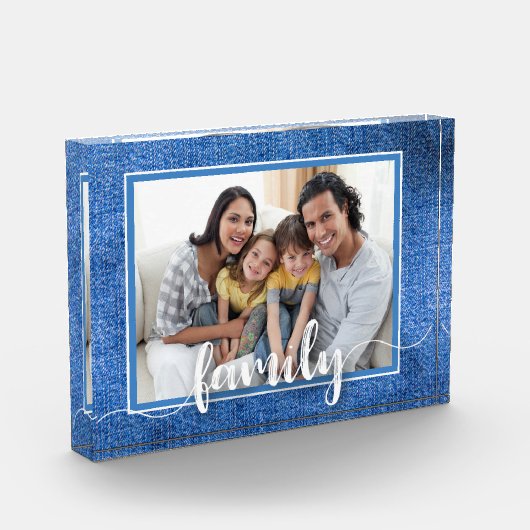 FAMILY Script Overlay Denim Fotoblock (Links)