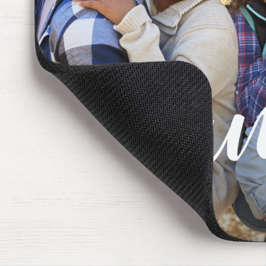 Family Script Overlay Photo Mousepad (Ecke)