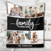 Family Script Typography Photo Collage Fleecedecke