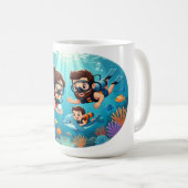Family Scuba Diving Adventure Kaffeetasse (VorderseiteRechts)