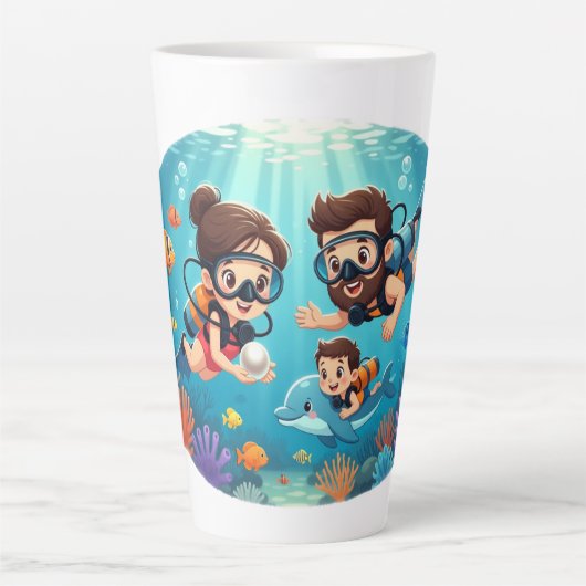 Family Scuba Diving Adventure Milchtasse (Vorderseite)