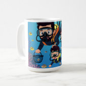 Family Scuba Diving Fun Kaffeetasse (Vorderseite Links)