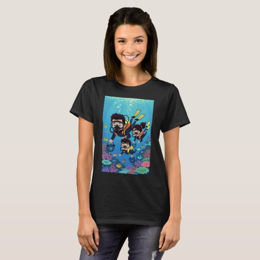 Family Scuba Diving Fun T-Shirt (Vorne ganz)
