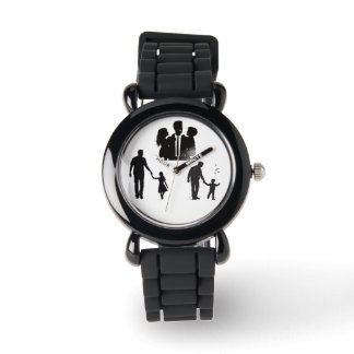 Family Silhouette Art Watch – Stylish Black Band Armbanduhr