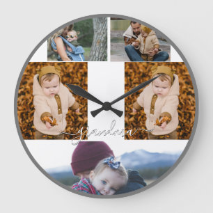 Family Simple Collage Moderne Liebe Oma Mama Große Wanduhr