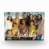 FAMILY Simple Hearts Liebe Script Foto Block (Vorderseite)