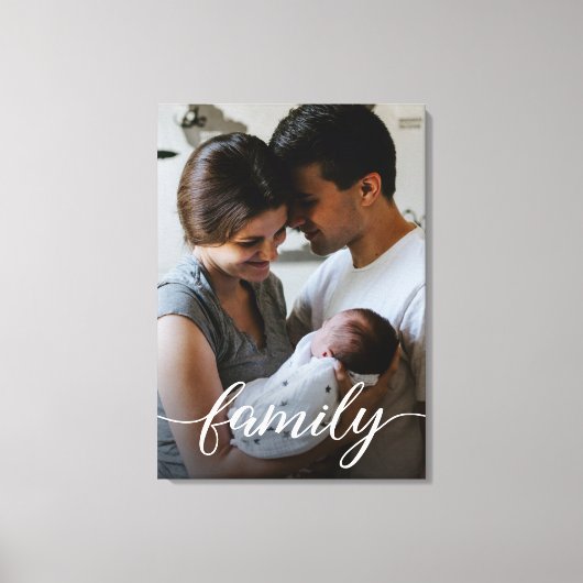 "Family"-Skript Personalisierte Foto-Leinwand Leinwanddruck (Vorderseite)
