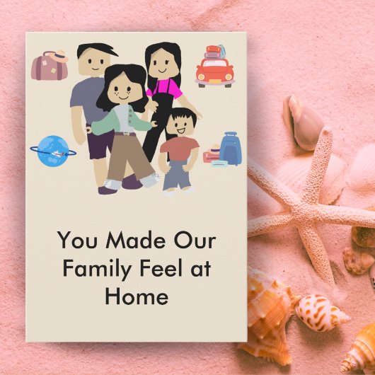 Family Stay Host Card with Custom Message Option Dankeskarte