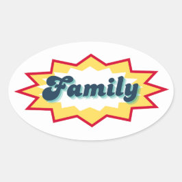 Family Sticker, comic book pop design Ovaler Aufkleber