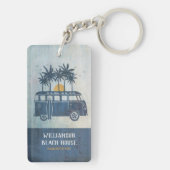 Family Summer Beach House Surf Van Mit Monogramm Schlüsselanhänger (Rückseite)